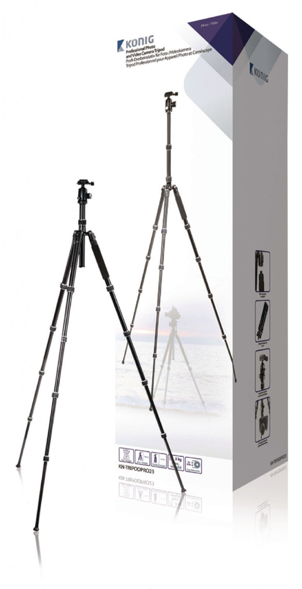 Professional Kamera/Video Stativ Kugelkopf 145 cm Schwarz