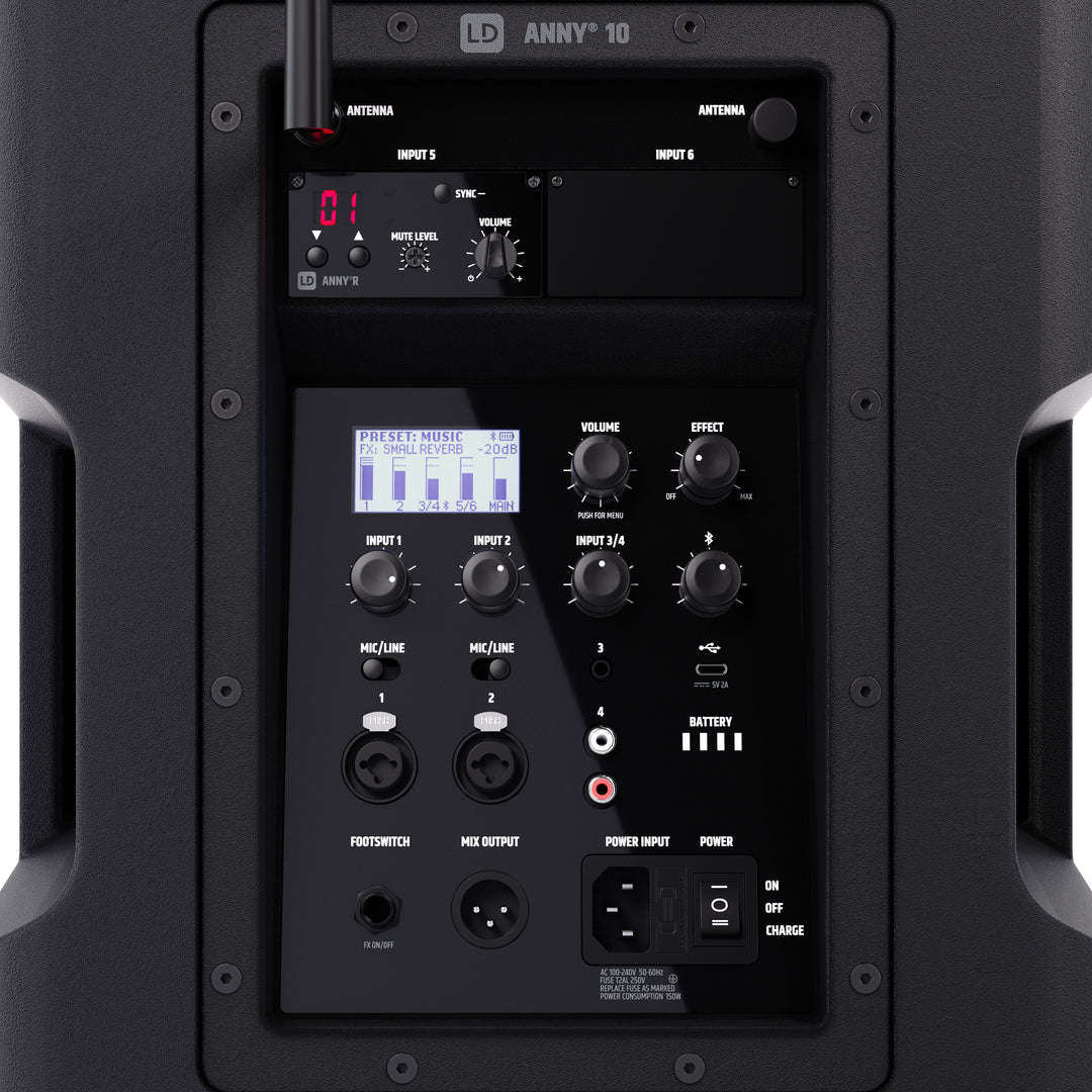 LD Systems ANNY® 10 HHD B5 - 10" tragbares batteriebetriebenes Bluetooth® PA-System mit Mixer und 1x drahtlosem Handmikrofon