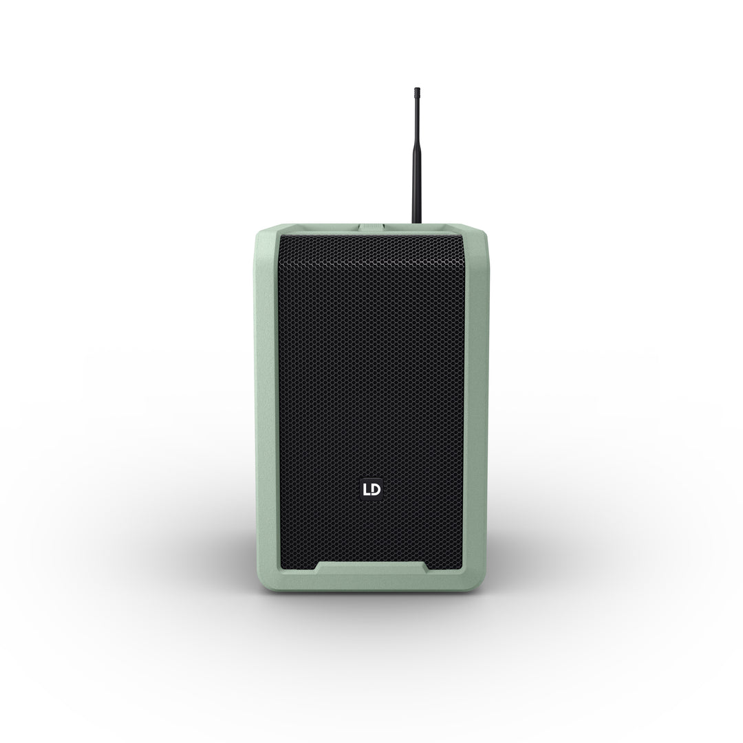 LD Systems ANNY® 8 BPH B5 GN - Tragbarer batteriebetriebener Bluetooth® PA-Lautsprecher mit Mixer und 1x headsetmikrofon (inkl. Bodypack), Adventure Green