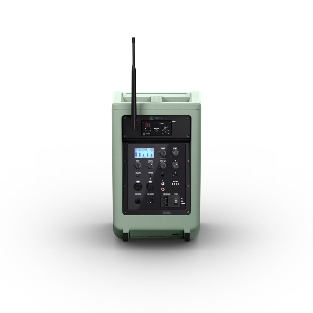 LD Systems ANNY® 8 BPH B5 GN - Tragbarer batteriebetriebener Bluetooth® PA-Lautsprecher mit Mixer und 1x headsetmikrofon (inkl. Bodypack), Adventure Green