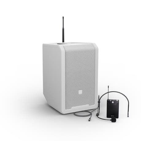 LD Systems ANNY® 8 BPH B5 W - Tragbarer batteriebetriebener Bluetooth® PA-Lautsprecher mit Mixer und 1x headsetmikrofon (inkl. Bodypack), Pure White