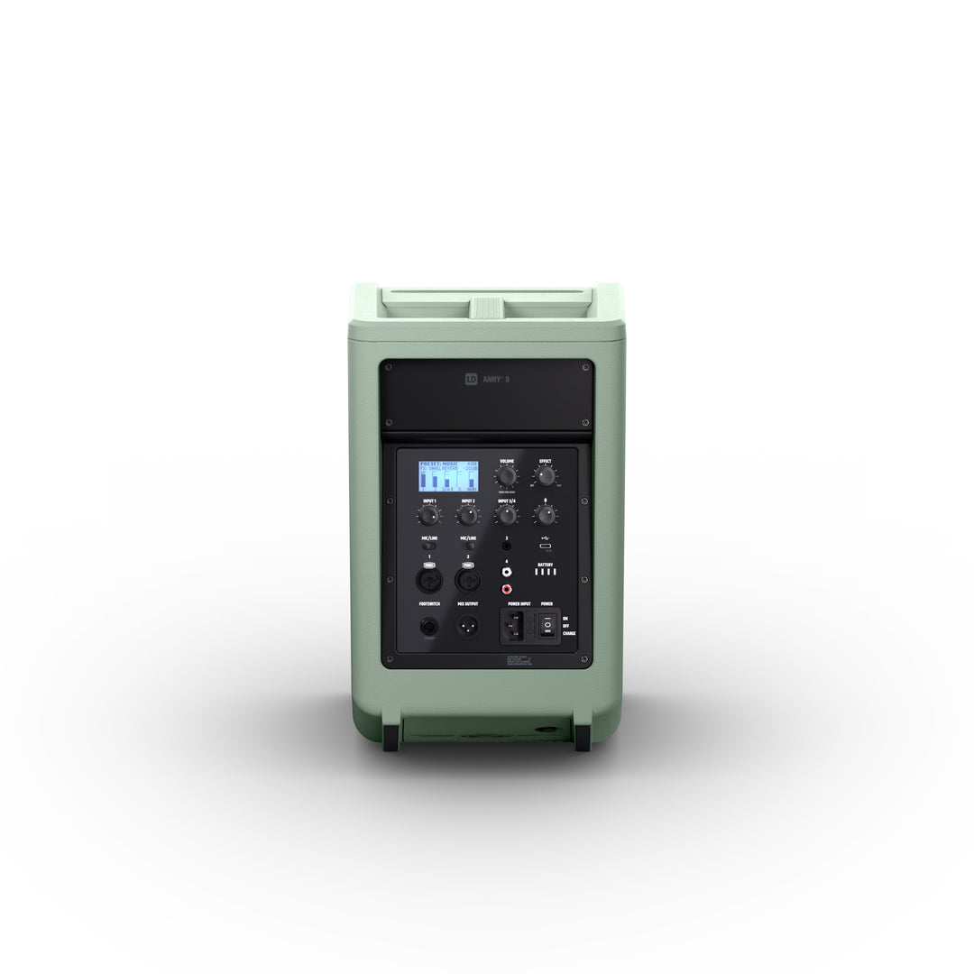 LD Systems ANNY® 8 GN - Tragbarer batteriebetriebener Bluetooth® PA-Lautsprecher mit Mixer, Adventure Green