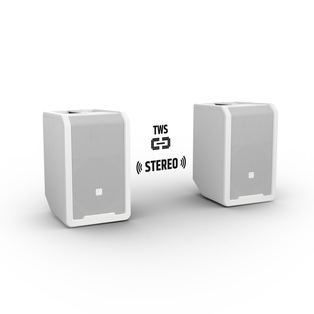 LD Systems ANNY® 8 HHD B5 W - Tragbarer batteriebetriebener Bluetooth® PA-Lautsprecher mit Mixer und 1x drahtlosem Handmikrofon, Reinweiß
