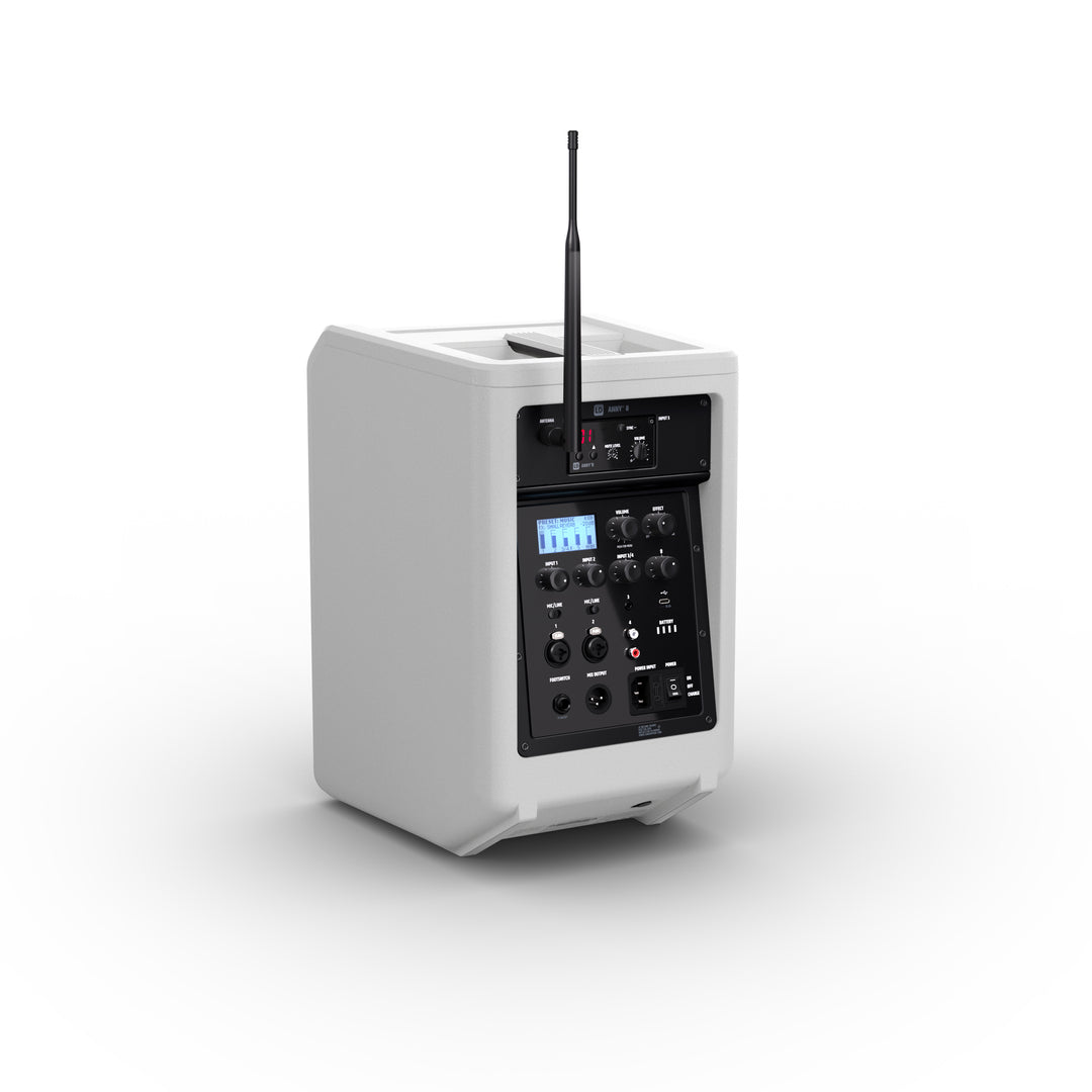 LD Systems ANNY® 8 HHD B5 W - Tragbarer batteriebetriebener Bluetooth® PA-Lautsprecher mit Mixer und 1x drahtlosem Handmikrofon, Reinweiß
