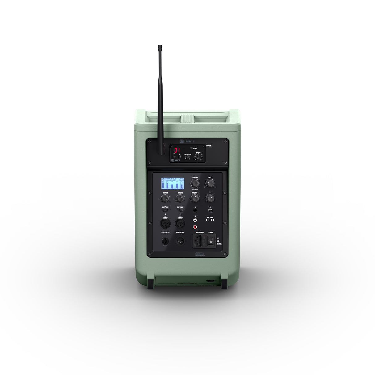 LD Systems ANNY® 8 HHD B8 GN - Tragbarer batteriebetriebener Bluetooth® PA-Lautsprecher mit Mixer und 1x drahtlosem Handmikrofon, Adventure Green