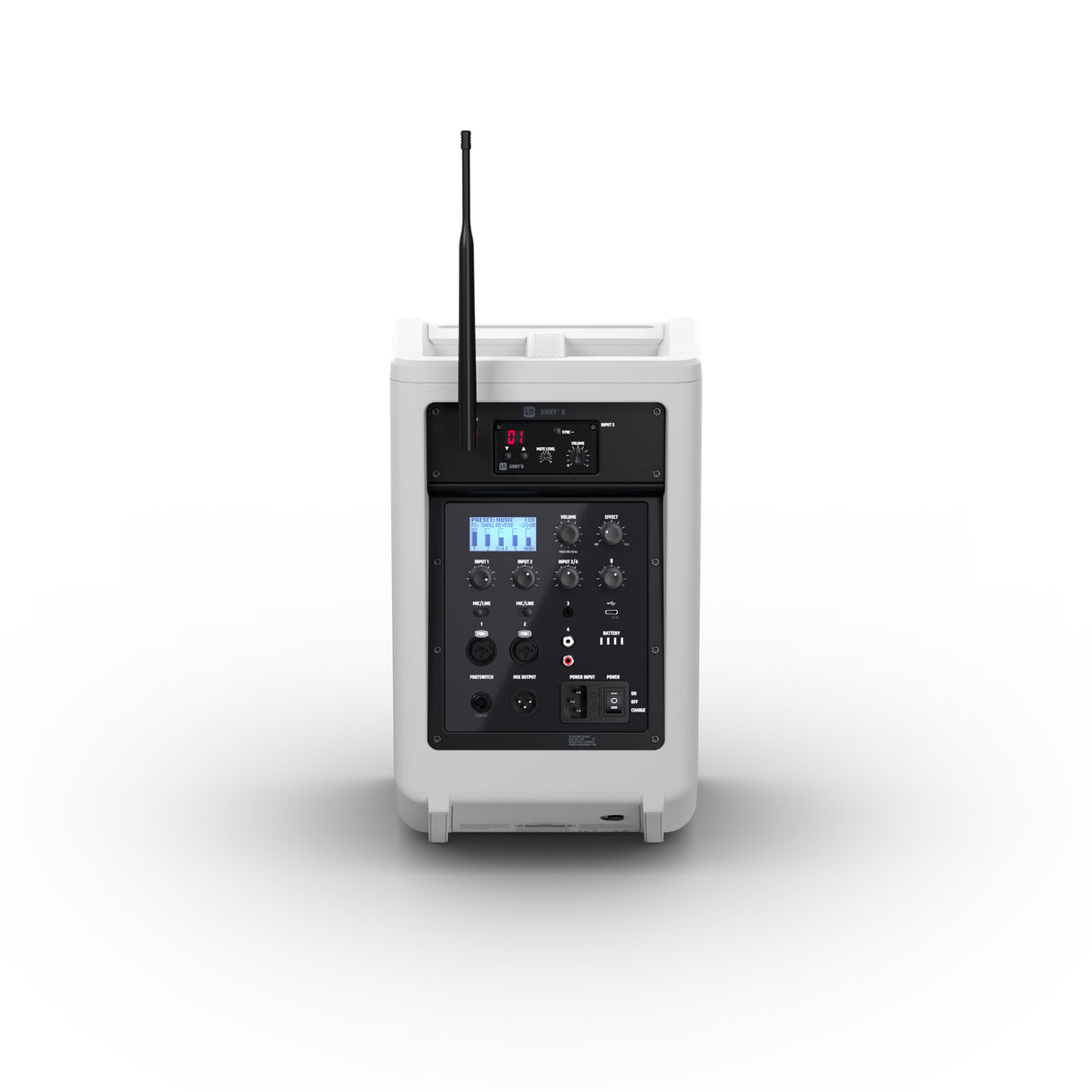 LD Systems ANNY® 8 HHD B8 W - Tragbarer batteriebetriebener Bluetooth® PA-Lautsprecher mit Mixer und 1x drahtlosem Handmikrofon, Reinweiß