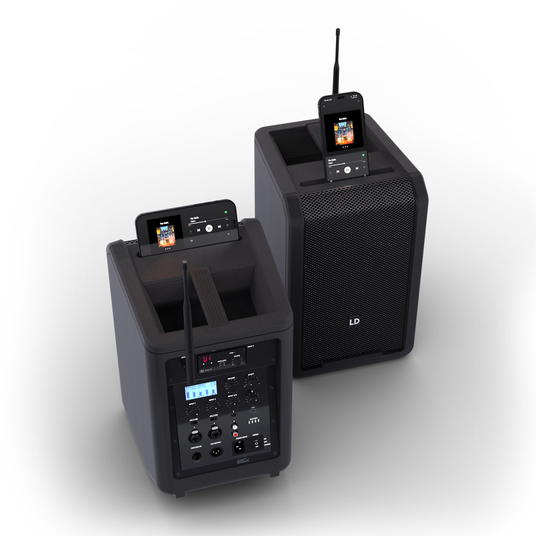 LD Systems ANNY® 8 HHD B8 - Tragbarer batteriebetriebener Bluetooth® PA-Lautsprecher mit Mixer und 1 x drahtlosem Handmikrofon, Stage Black