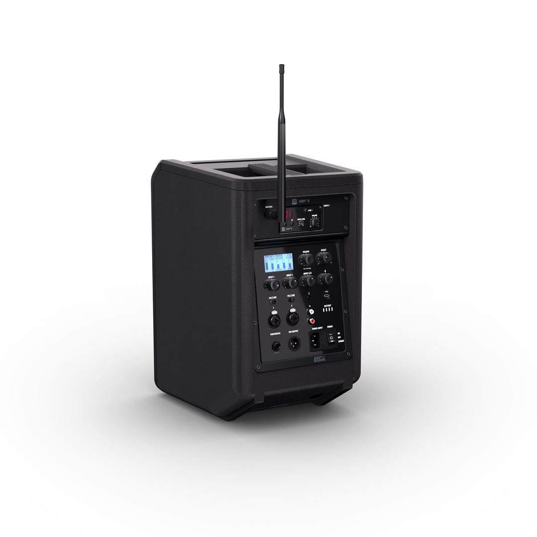 LD Systems ANNY® 8 HHD B8 - Tragbarer batteriebetriebener Bluetooth® PA-Lautsprecher mit Mixer und 1 x drahtlosem Handmikrofon, Stage Black