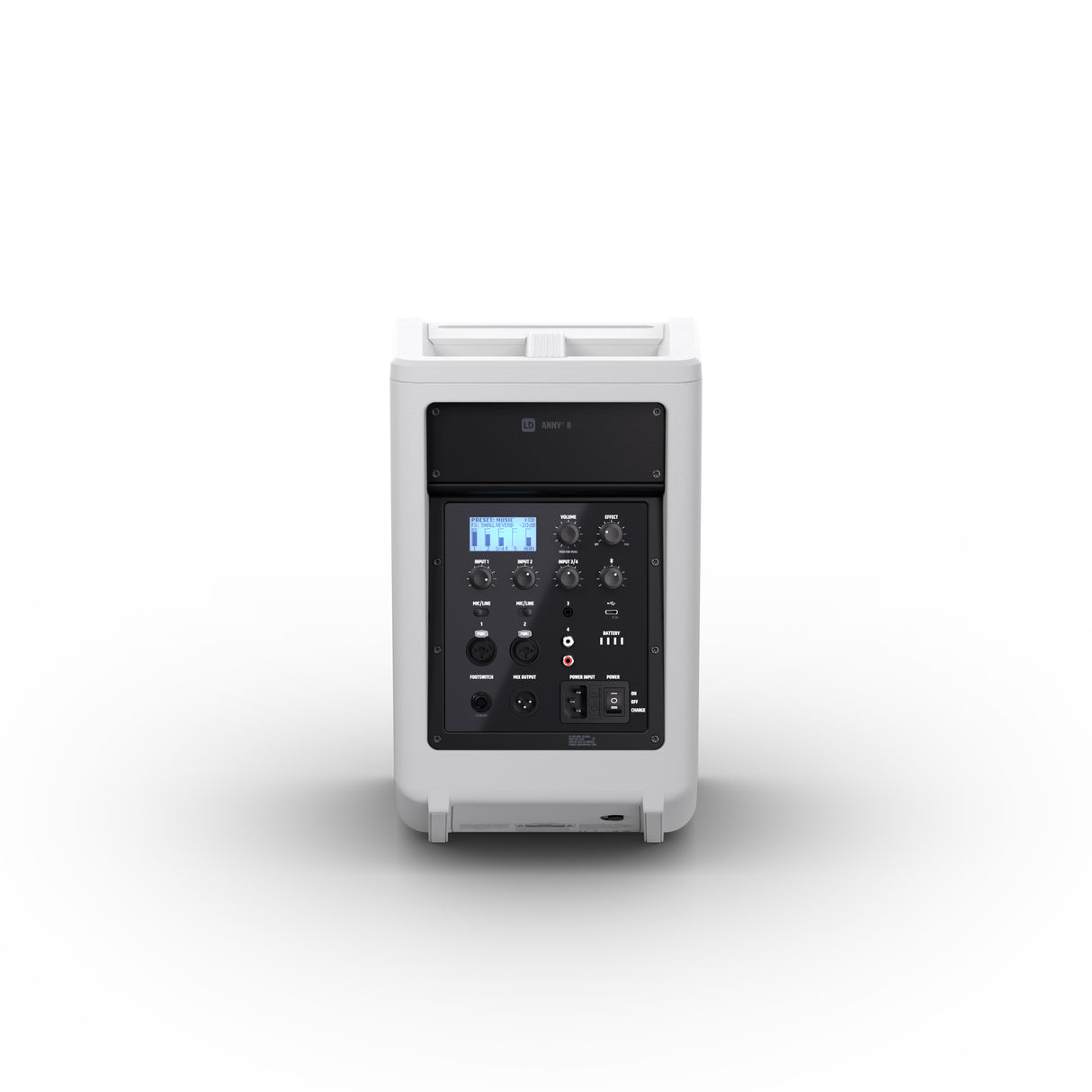 LD Systems ANNY® 8 W - Tragbarer batteriebetriebener Bluetooth® PA-Lautsprecher mit Mixer, Reinweiß