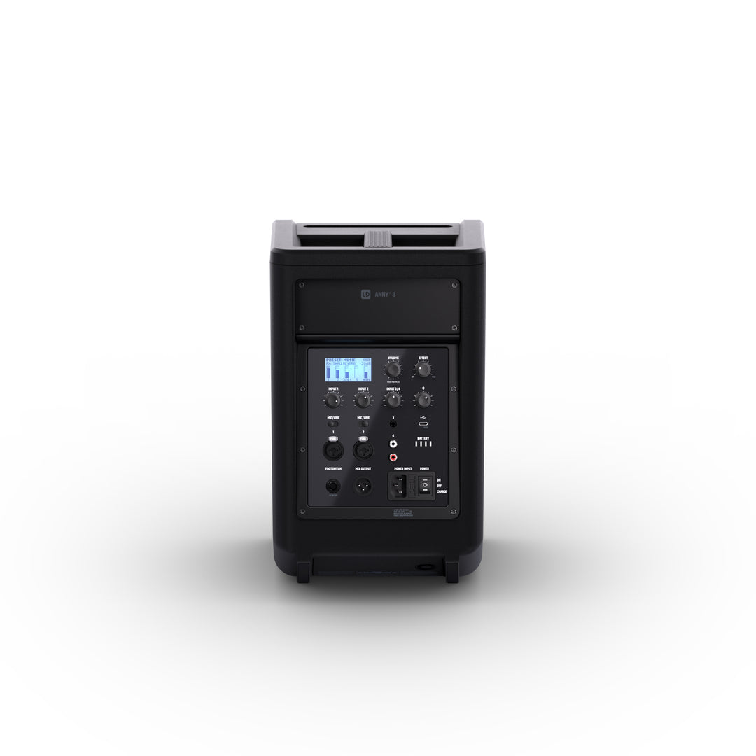 LD Systems ANNY® 8 - Tragbarer batteriebetriebener Bluetooth® PA-Lautsprecher mit Mixer, Stage Black
