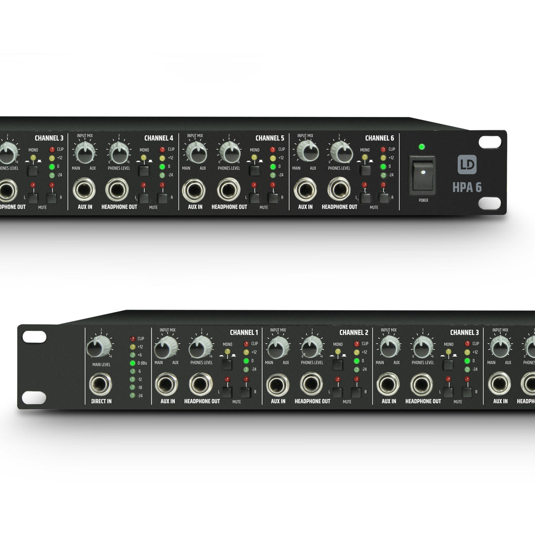 LD Systems HPA 6 - 19" 6-Kanal Kopfhörerverstärker