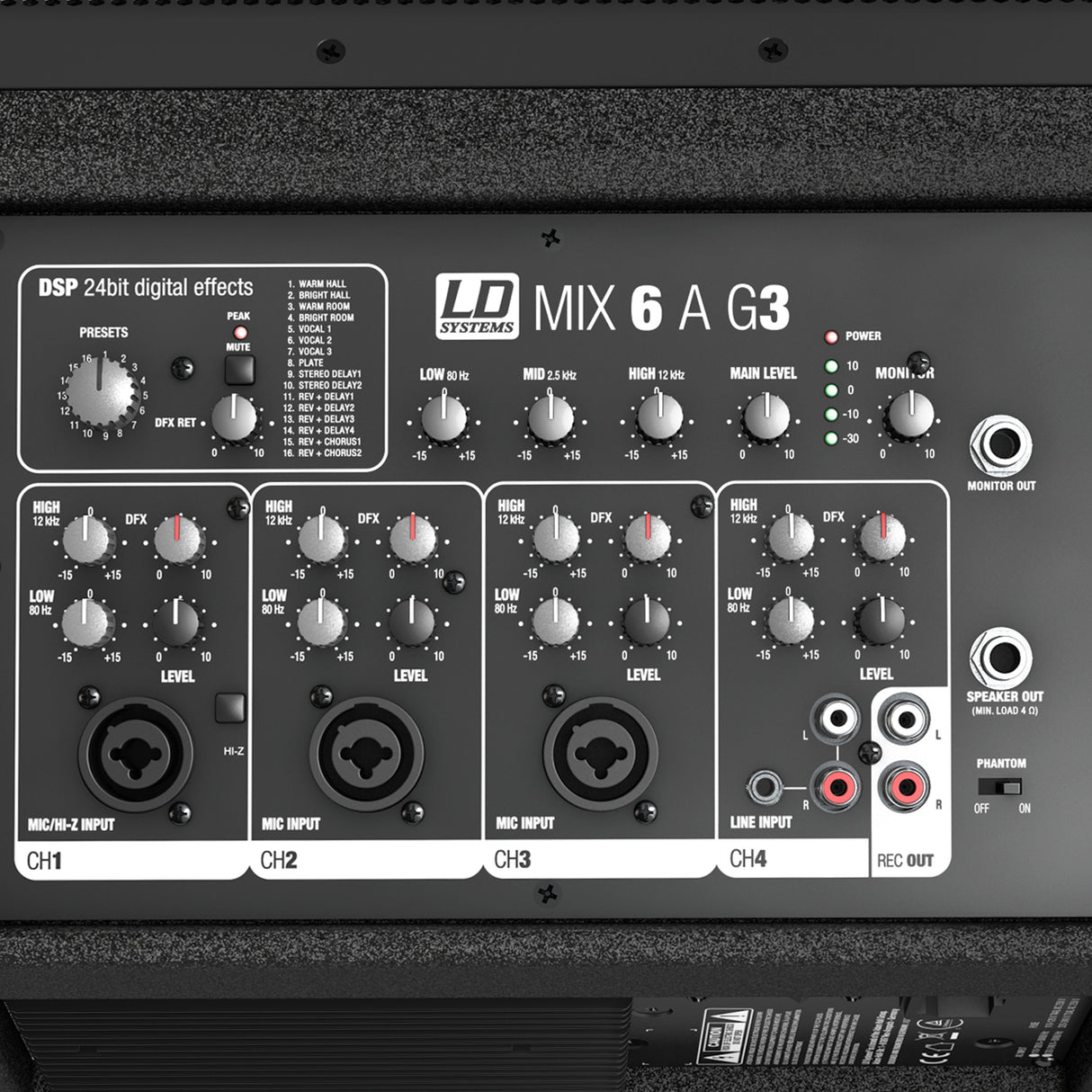 LD Systems MIX 6 A G3 - Aktiver 2-Wege-Lautsprecher mit integriertem 4-Kanal mixer