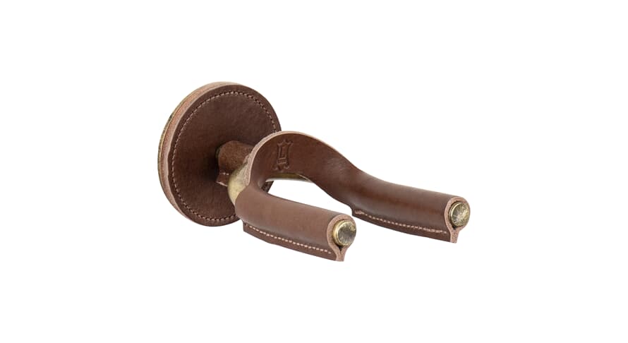 Levys FGHNGR Wandhalterung für gitarren, Messing und braunes Leder