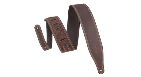 Levys M17BDS Gitarrengurt 2 1/2", dunkelbraunes Pull-up-Leder