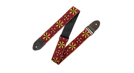 Levys M8HTV Gitarrengurt 2", rotes und goldenes Muster