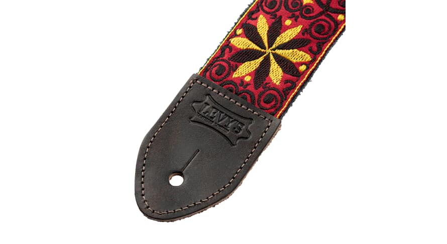 Levys M8HTV Gitarrengurt 2", rotes & goldenes Motiv