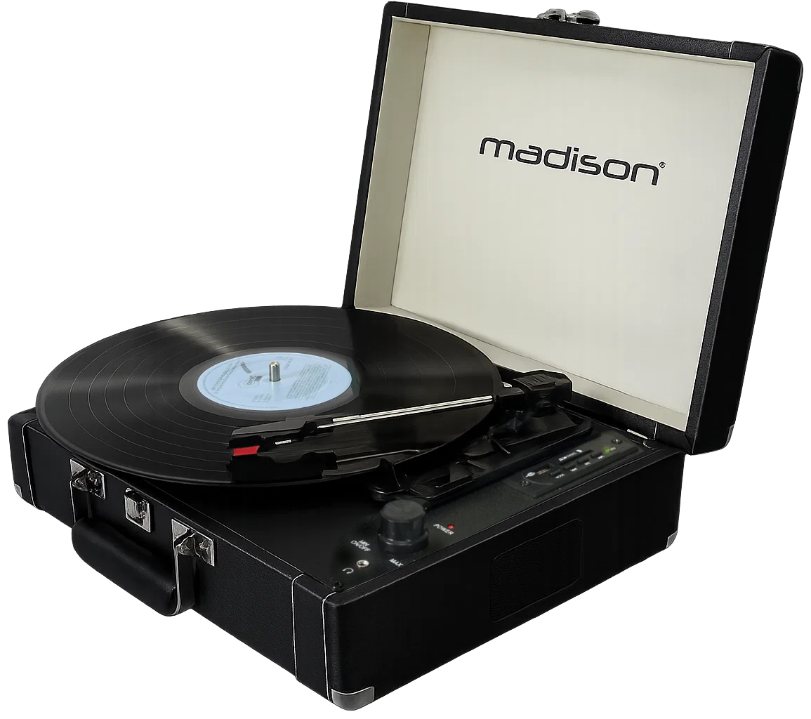 Madison Vintage Plattenspieler mit Bluetooth (Schwarz)