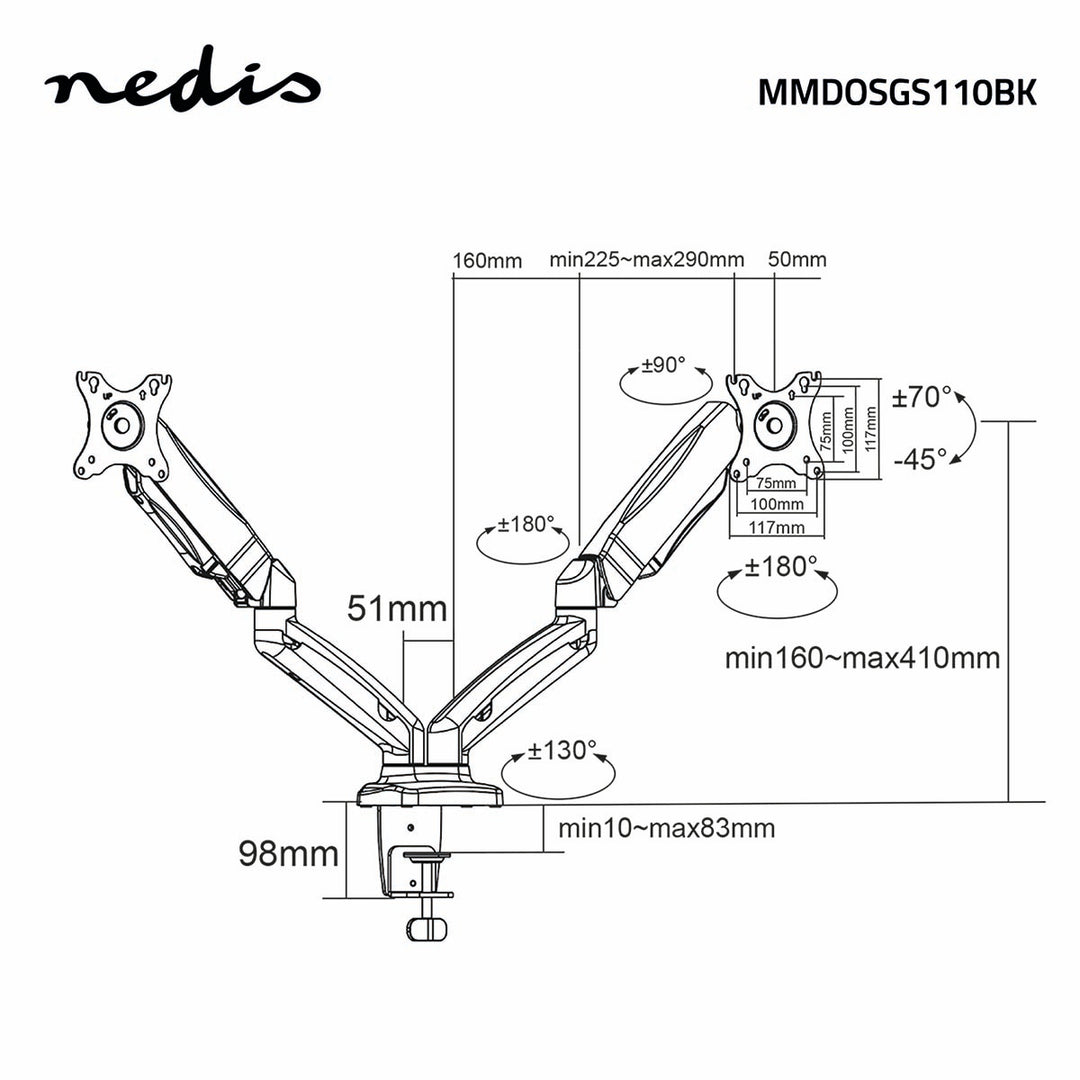 Tischhalterung für 2 Monitore (15-32")