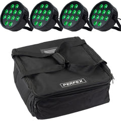 Marconi Polaris 12x12W RGBW PAR-Lampe, Bundle mit 4 Stück und Tasche