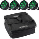 Marconi Polaris 12x12W RGBW PAR-Lampe, Bundle mit 4 Stück und Tasche