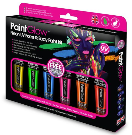 Neon UV ansigts- and kropsmaling set