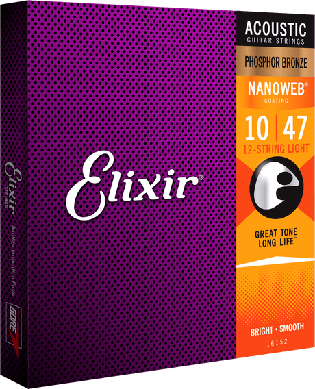 Elixir Nanoweb Phosphor Bronze Gitarrensaiten (12-String, 10-47)