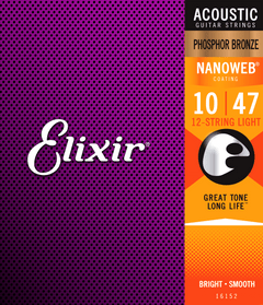 Elixir Nanoweb Phosphor Bronze Gitarrensaiten (12-String, 10-47)