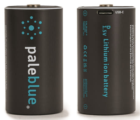 Pale Blue Li-Ion Wiederaufladbarer D-Akku 2er-Pack D-Zellen mit 2x1 USB-C-Kabel