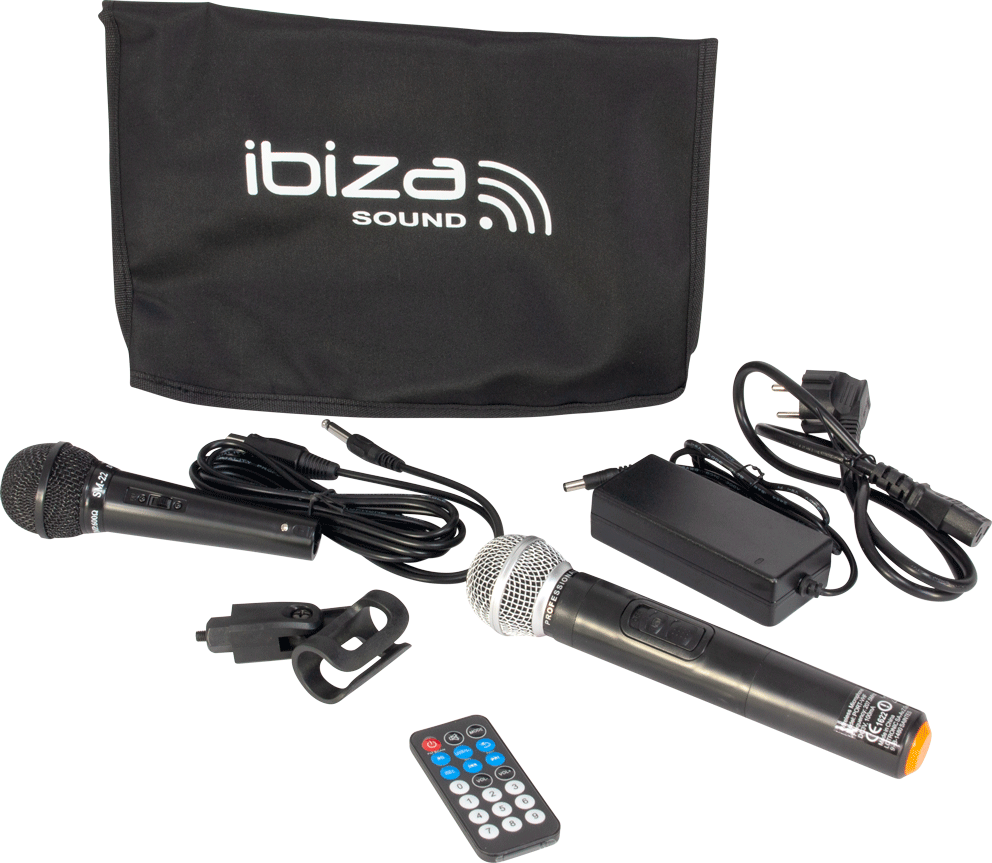 Ibiza 10" portable speaker, black with USB, Bluetooth & mics