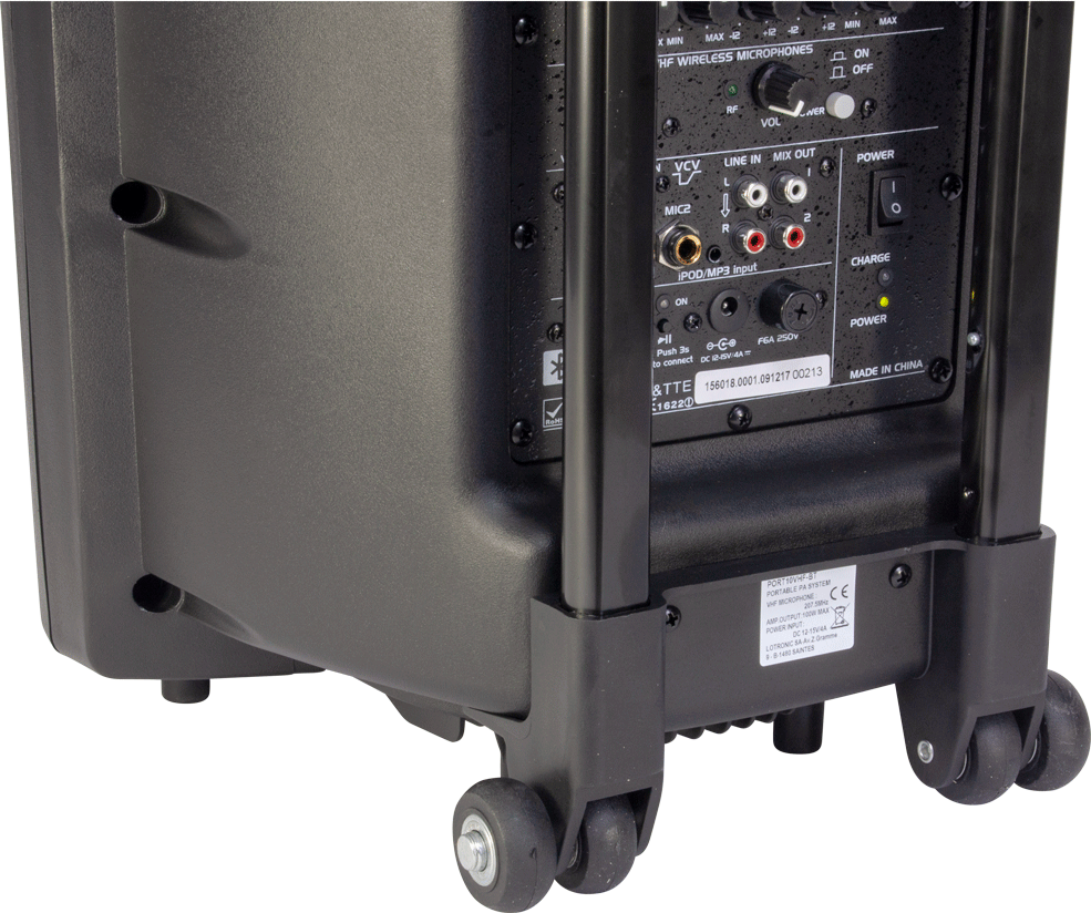 Ibiza 10" portable speaker, black with USB, Bluetooth & mics