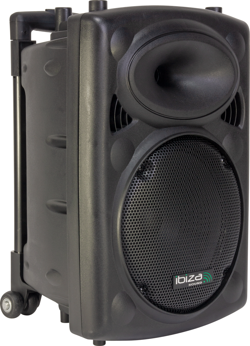 Ibiza 10" portable speaker, black with USB, Bluetooth & mics