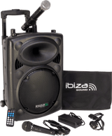 Ibiza 10" portable speaker, black with USB, Bluetooth & mics