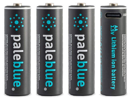 Pale Blue Li-Ion Wiederaufladbarer AA-Akku 4er-Pack AA mit 4x1 Ladekabel USB-C