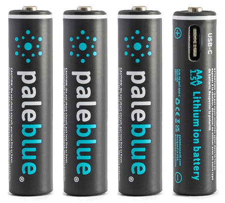 Pale Blue Li-Ion Wiederaufladbarer AAA-Akku 4er-Pack AAA mit 4x1 Ladekabel USB-C