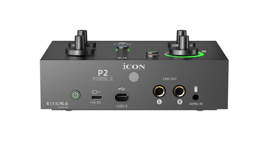 iCon Panel 2 USB-audiointerfaces, 2 Eingänge und 2 Ausgänge