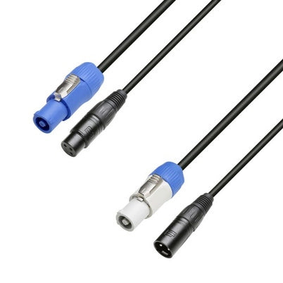Powercon & XLR combi cable (3 Meter - DMX)