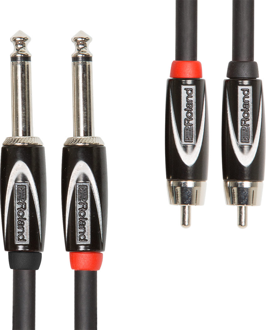 Roland Adapter cable 2 x RCA Phono Han for 2 x 6,3mm Jack Mono