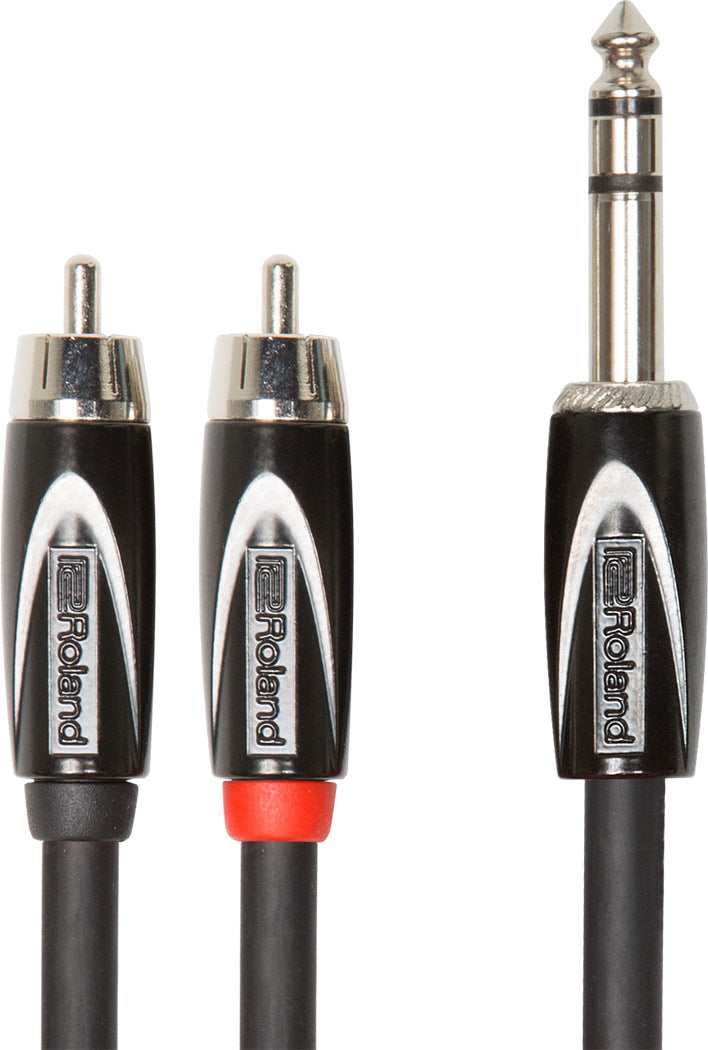 Roland "Heavy-duty" Cabel 6.3mm Jack Stereo til 2 x RCA Phono