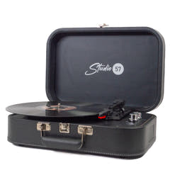 Studio 57 Mellow Plattenspieler (Schwarz) Bundle