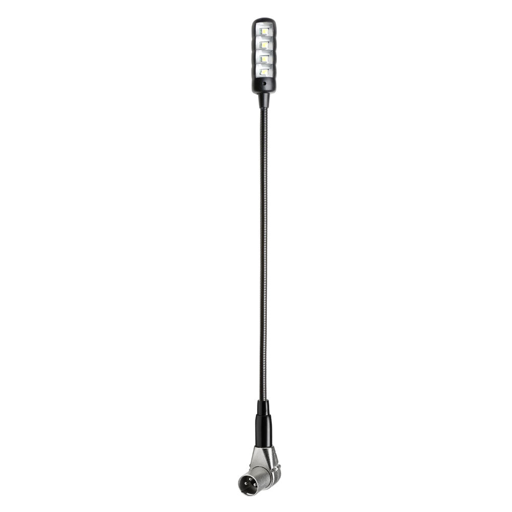Adam Hall Stands SLED 1 ULTRA XLR 3 A - Abgewinkelte 3-polige XLR-Schwanenhalslampe mit 4 COB-LEDs