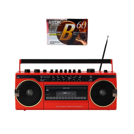 Studio 57 - Kassettenabspieler m. FM & Bluetooth, Rot + Kassette