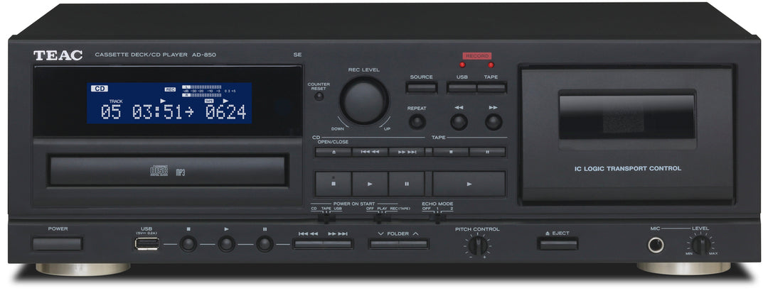 TEAC AD-850-SE CD- und Kassettenspieler m. USB (Schwarz)