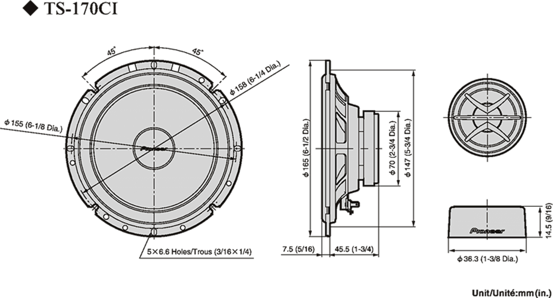 Pioneer TS-170Ci Autolautsprecher (17cm, 6,5")