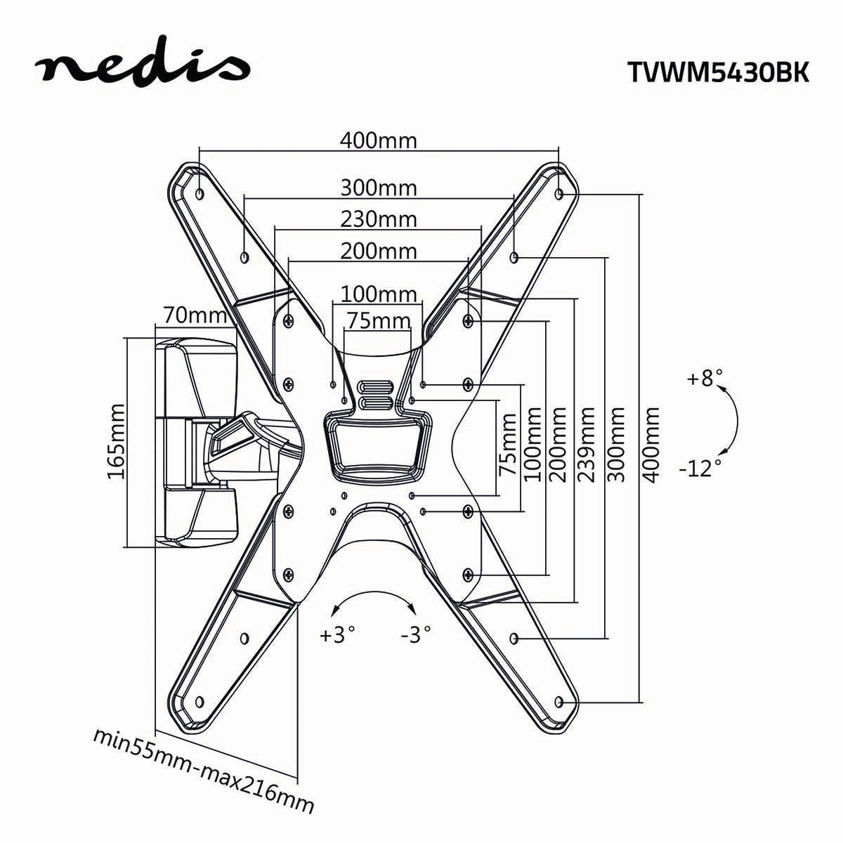 TV-Wandhalterung vollbeweglich 26 - 42 " 30 kg Silber/Schwarz