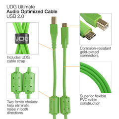 UDG Ultimate Audio Cable USB 2.0 C-B Grün Straight 1,5 m