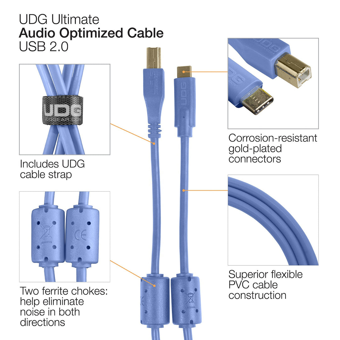 UDG Ultimate Audio Cable USB 2.0 C-B Blau Straight 1,5 m