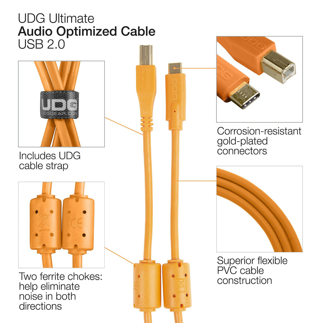 UDG Ultimate Audio Cable USB 2.0 C-B Orange Straight 1,5 m