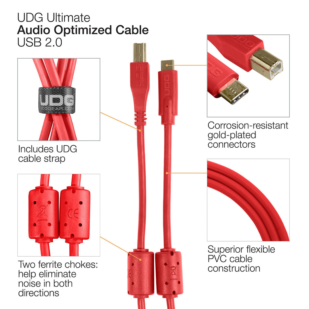 UDG Ultimate Audio Cable USB 2.0 C-B Rot Straight 1,5 m
