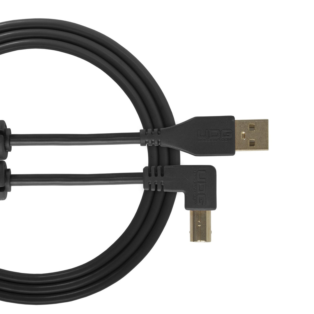UDG Ultimate Audio Cable USB 2.0 A-B Schwarz Abgewinkelt 2m