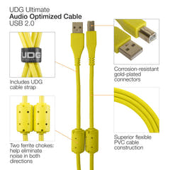 UDG Ultimate Audio Cable USB 2.0 A-B Gelb Abgewinkelt 3m